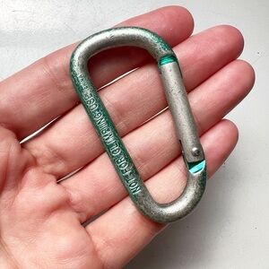 Rustic turquoise / teal metal carabiner hook